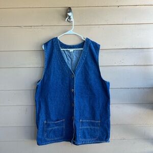 Vintage Stampede Dark Wash Denim Button Down Vest Size 1x